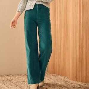 Faherty Green Stretch Cord Wide Leg Pant Sz 28